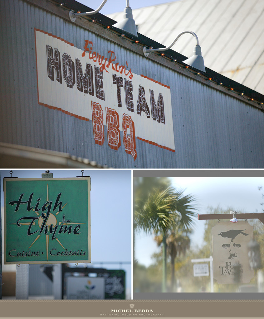 Sullivan Island South Carolina, the best restaurants Home Team BBQ, Poes, High Thyme, all restaurants that when going to the beach is and great places to eat. As a wedding photographer in Charleston I always love capturing the images that these restaurants represent.